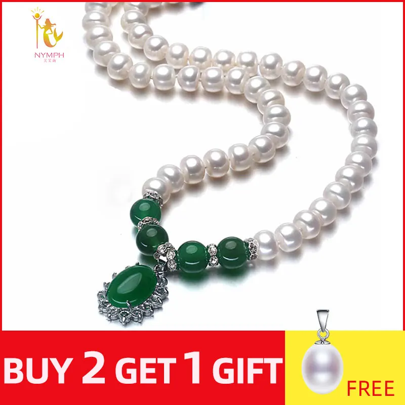 Жемчужное ожерелье NYMPH ювелирное изделие из зеленого агата натуральный кулон
