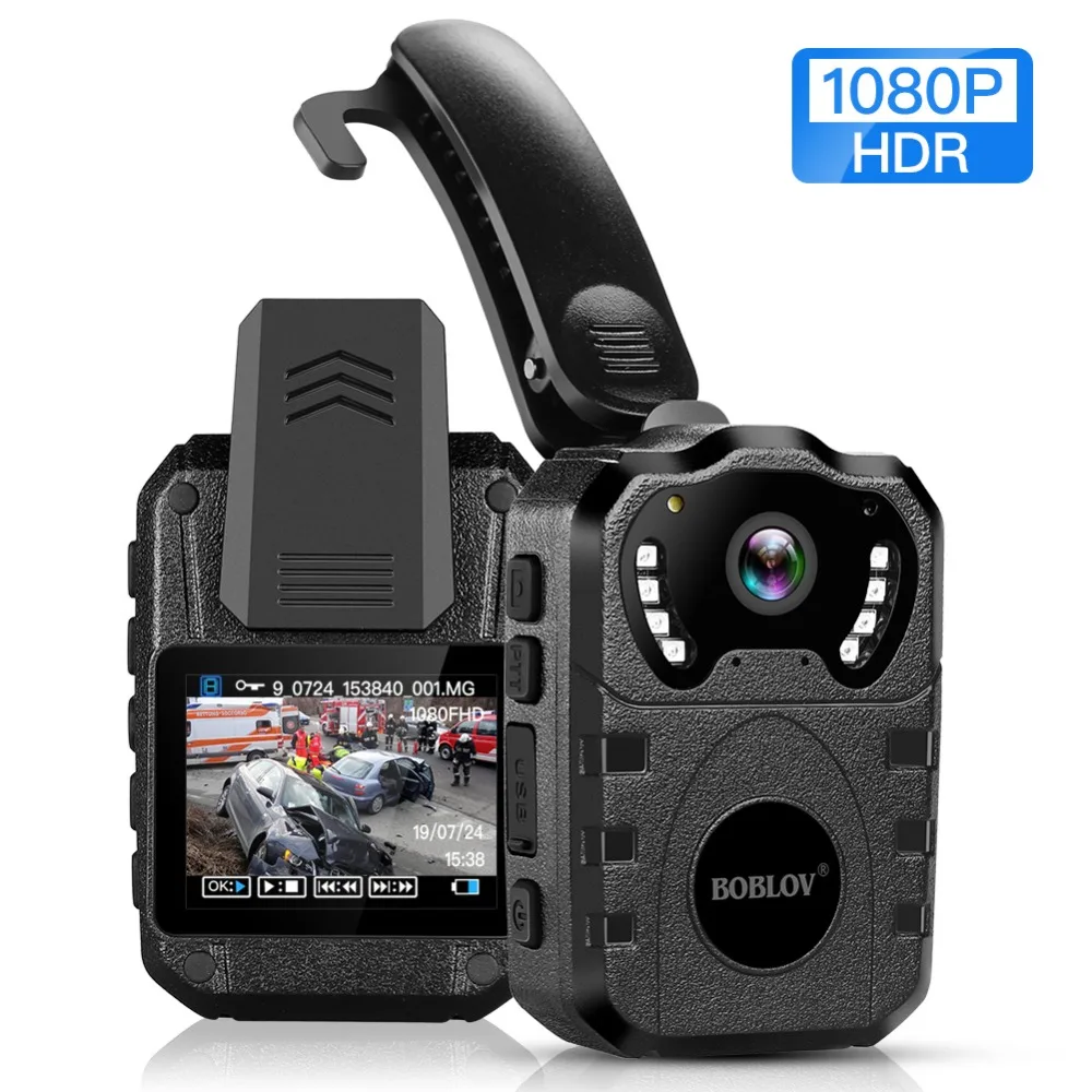 BOBLOV 1080P HD 32GB переносная многофункциональная камера с инфракрасным корпусом 170 °, камера ночного видения DVR, видео полицейская камера