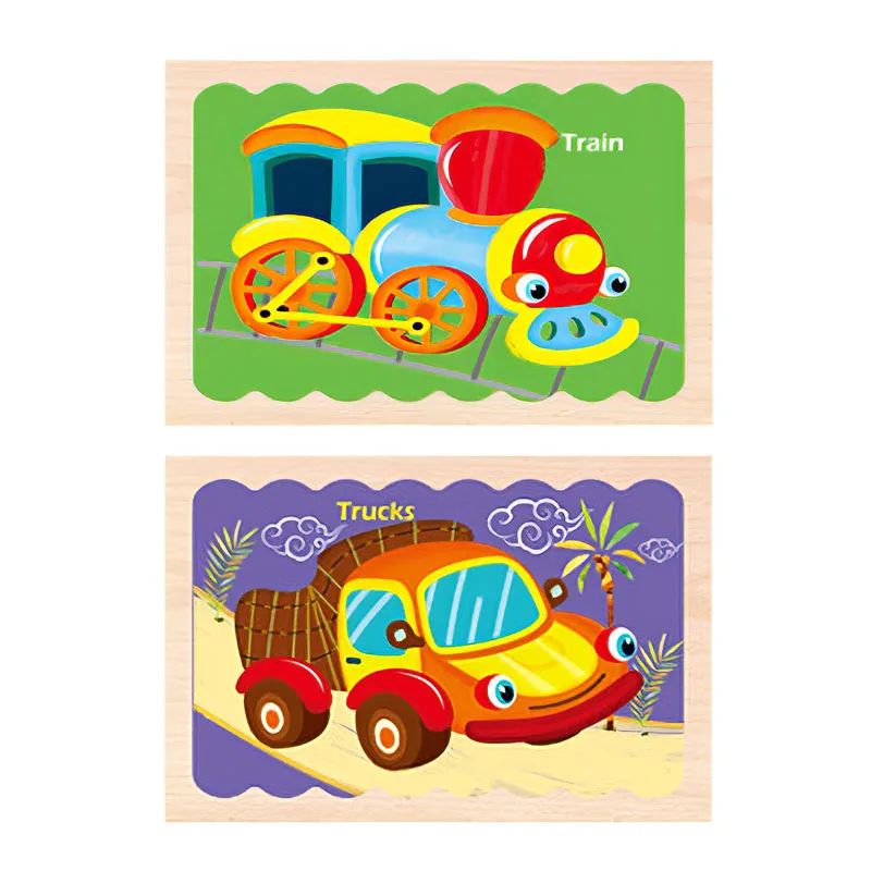 

Kids Animal 3D Wooden Puzzle Montessori Toy Double-Sided Strip Puzzle Telling Story Stacking Jigsaw Educational Toy For Children