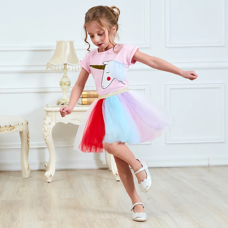 Футболка с принтом единорога + платье пачка для девочек|Комплекты одежды девочек|