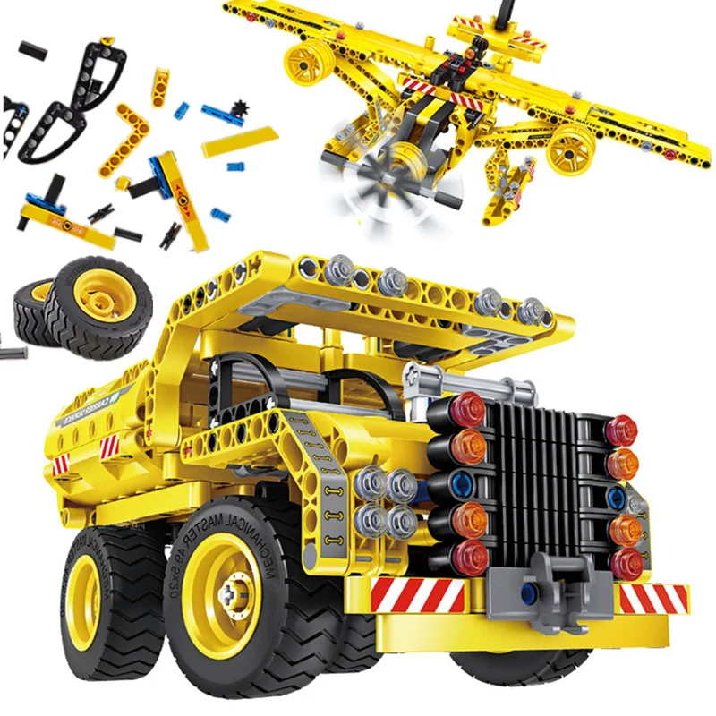 

2 in 1 City Engineering Excavator High-tech Car Truck Tank Airplane MOC Building Blocks Bricks STEM Construction Toys for Kids