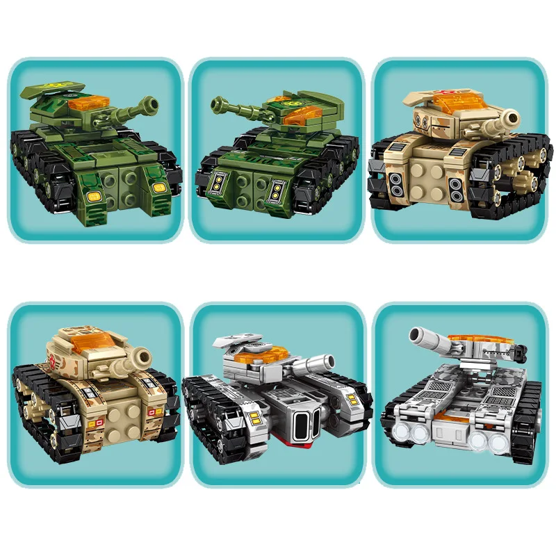 894pcs 6 in 1 Military Tank Transformation Robot Mecha Building Blocks Army ww2 Bricks Educational Toys For Children | Игрушки и хобби