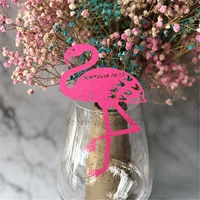50pcs laser cut paper pink flamingo wine glass card name place cup escort card for wedding christmas birthday party decorations