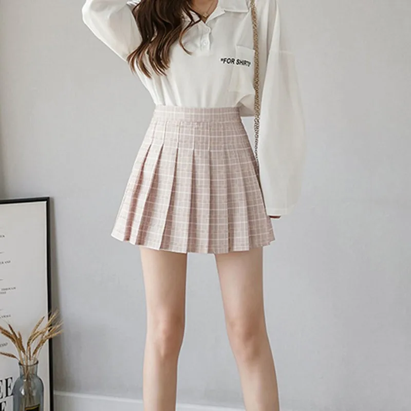 Плиссированная юбка трапециевидной формы в клетку с высокой талией на молнии