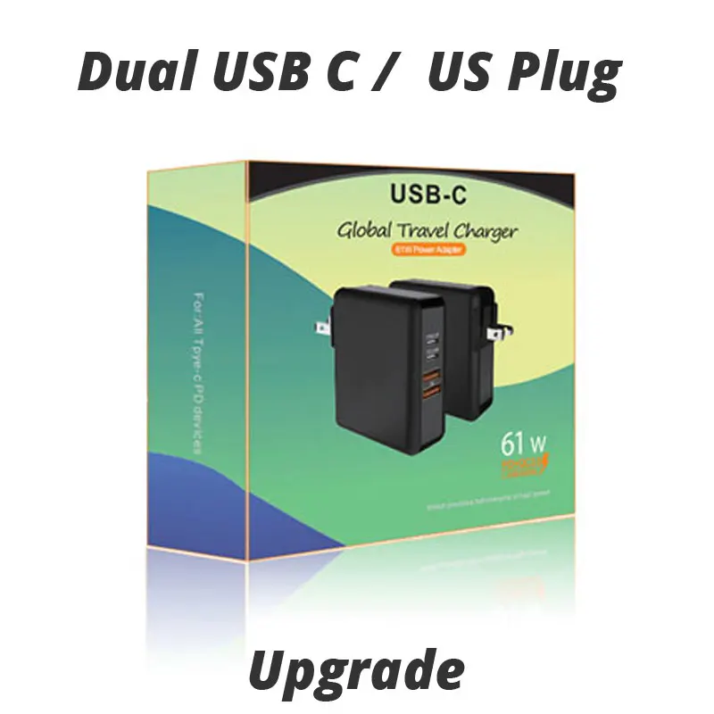 2 type c US Plug 65W USB C Type-C зарядка для ноутбука блок питания для lenovo ThinkPad X1 Carbon ноутбука 01FR024 20V 3.25A - Цвет: 2 type c US Plug