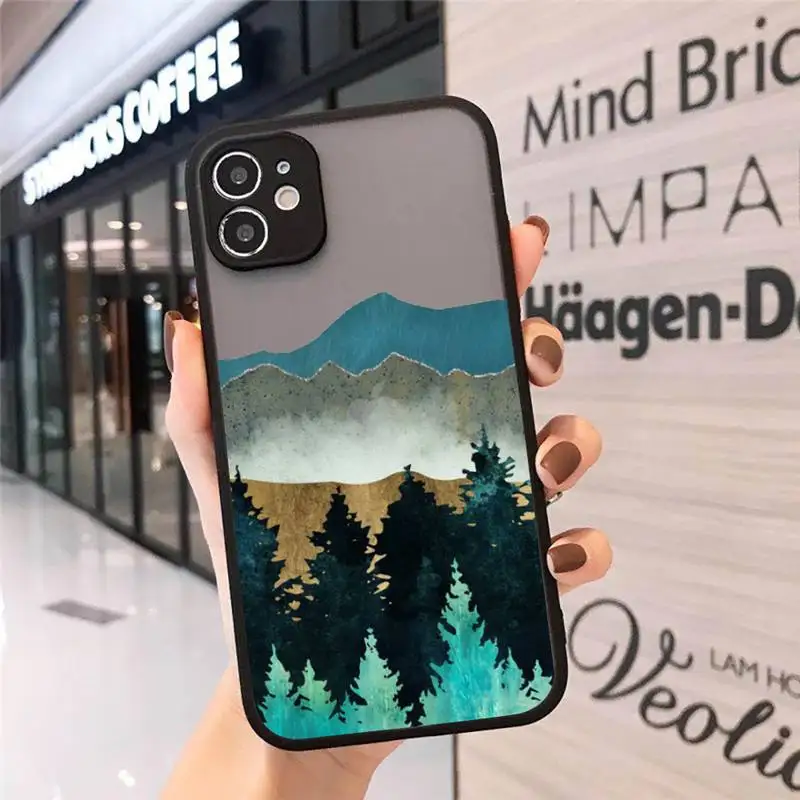 

Relief mountain sunset golden pattern Phone Case matte transparent For iphone 7 8 11 12 plus mini x xs xr pro max cover