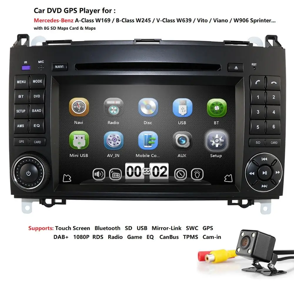 7 дюймов GPS Автомобильный DVD стерео для Мерседес Бенц Спринтер B200 W209 W169 B class 2DIN W245