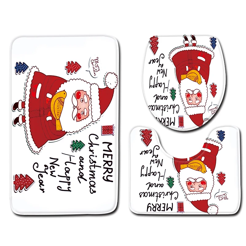 00 3 шт./компл. Merry Christmas коврик для ванной антискользящий кухонный коврик для ванной коврик наборы домашние моющиеся крышка для унитаза коврик коврики - Цвет: 00