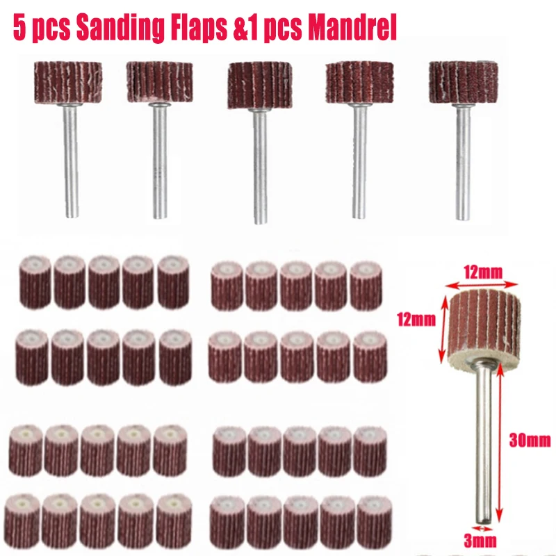 

5 Pcs for Dremel Accessories80~600 Grit Sanding Flap Disc Grinding Sanding Flap Wheels Brush Sand Rotary Tool