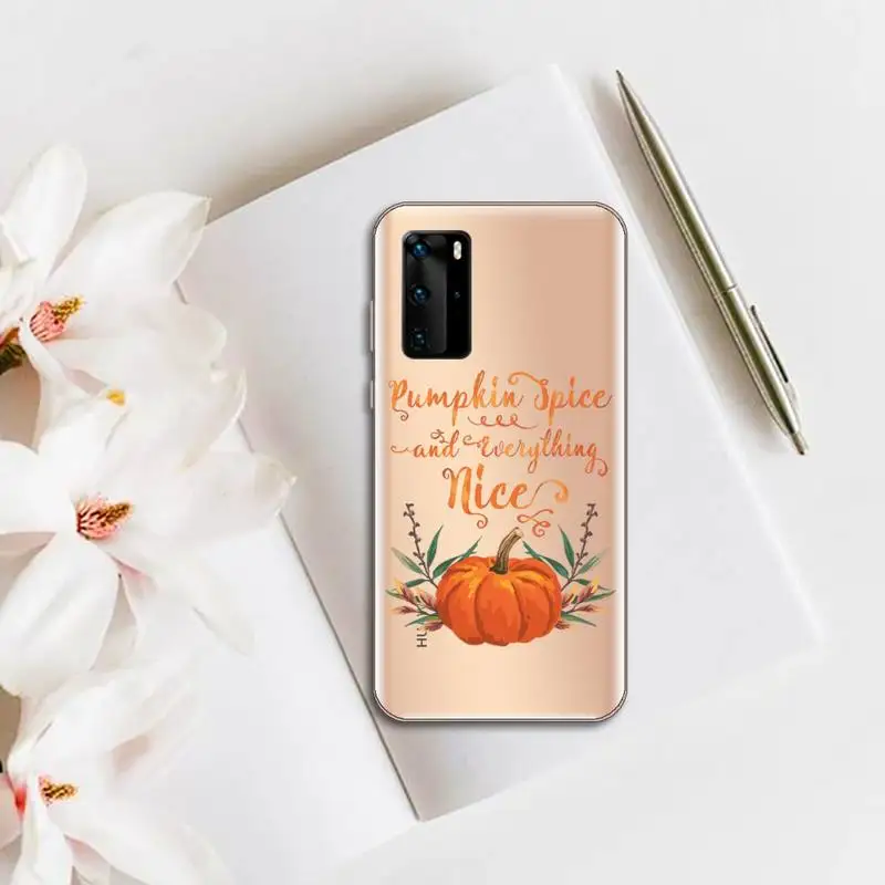 

Autumn Cartoon Pumpkin Maple Girl Phone Case Transparent for huawei honor P 40 30 20 lite Pro 10 i 8 9 x p smart 2019