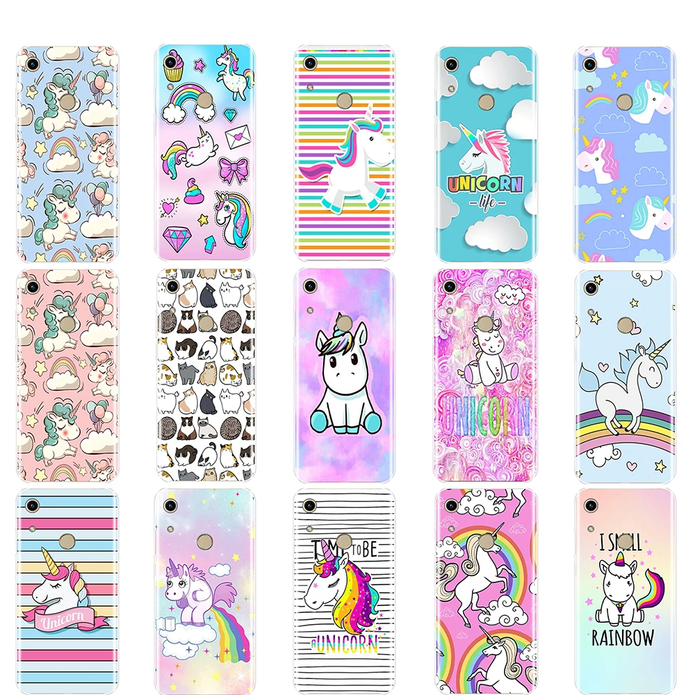 

TPU Back Cover For Huawei Honor 8A JAT-LX1 Soft Silicone Cute Rainbow Unicorn Phone Case For Huawei Honor 8A pro JAT-L41 Case