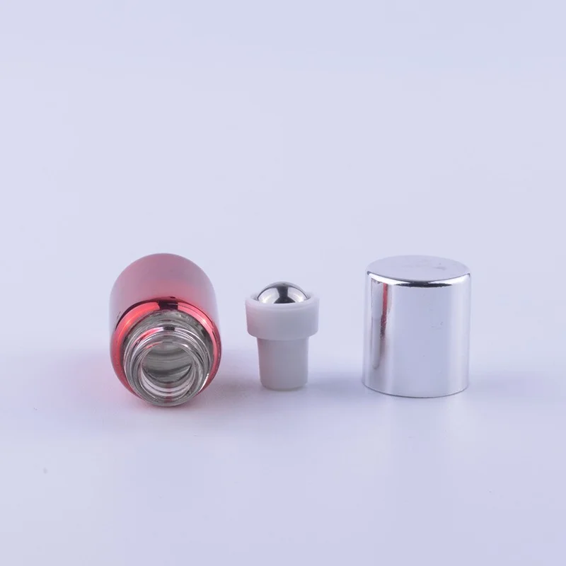 

MUB - 3ml 50pcs/lot Mini UV Glass Metal Roll-on Bottle for Essential Oils Sample Travel Case Empty Perfume Bottle Container Vial