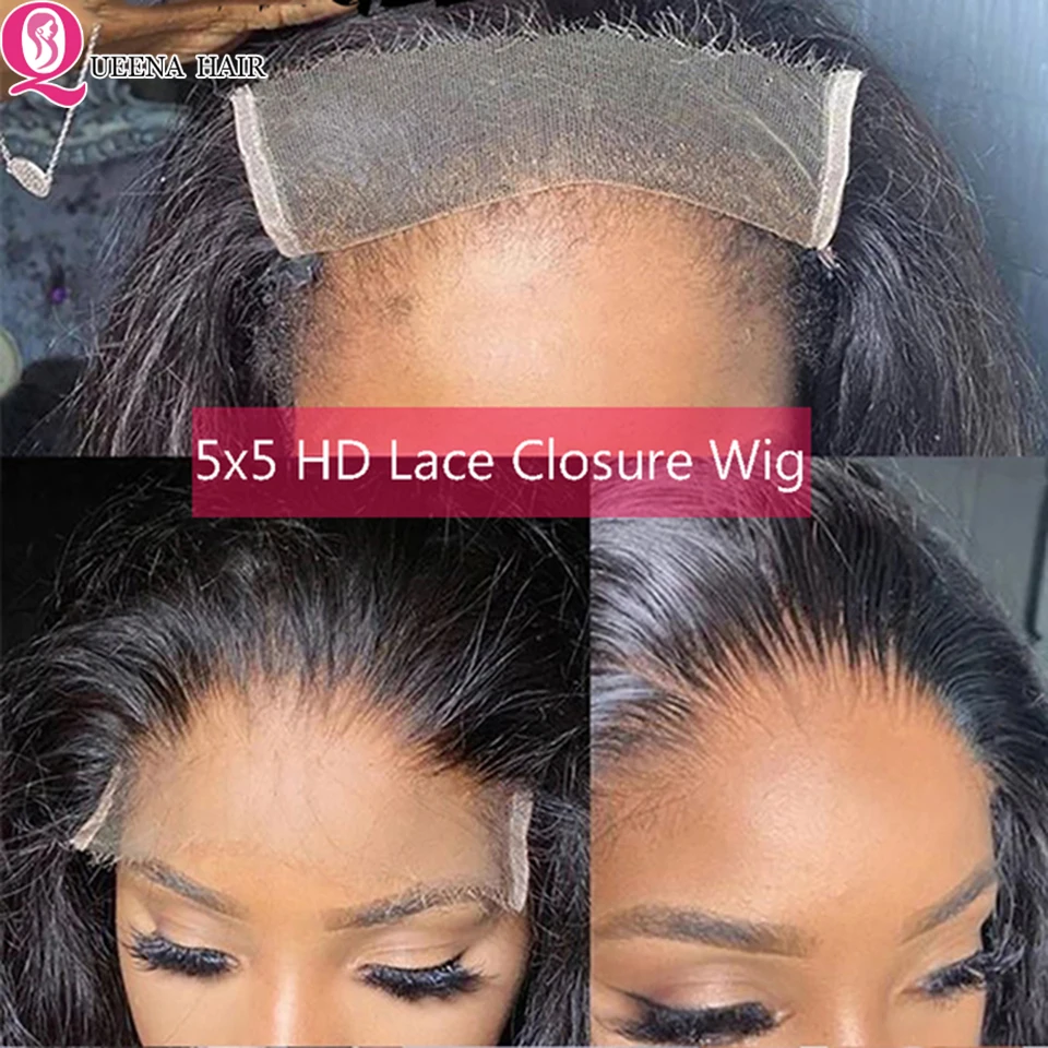 

Hd Lace Closure Wig Bone Straight Human Hair Wig 4x4 5x5 HD Lace Closure Wig Remy Malsysian 30 Inch Transparent Lace Wigs 150%