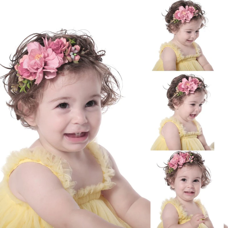 Diadema el&aacute;stica para ni&ntilde;a peque&ntilde;a, accesorios para el cabello de princesa, costura creativa de simulaci&oacute;n nueva, herramientas para foto de flores, venta al por mayor-0