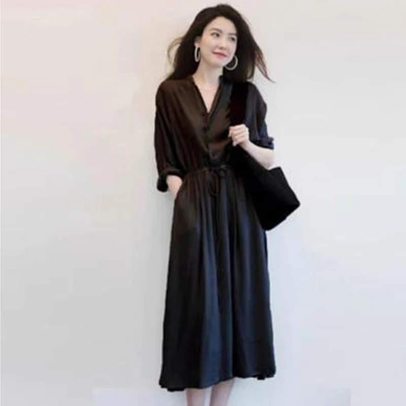 

Plus Size Women's Fat Mm Dress 2021 Summer New Fat Sister Covering Belly and Thin Waist Temperament French Long Dress #4906