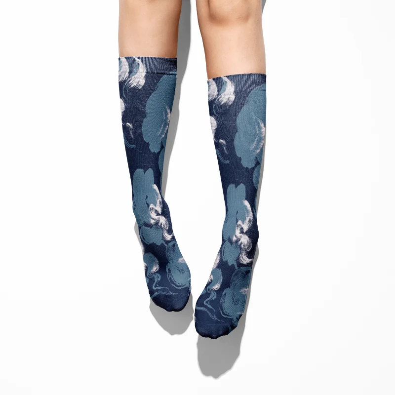 Носки женские хлопковые с традиционным японским рисунком Повседневные высокие