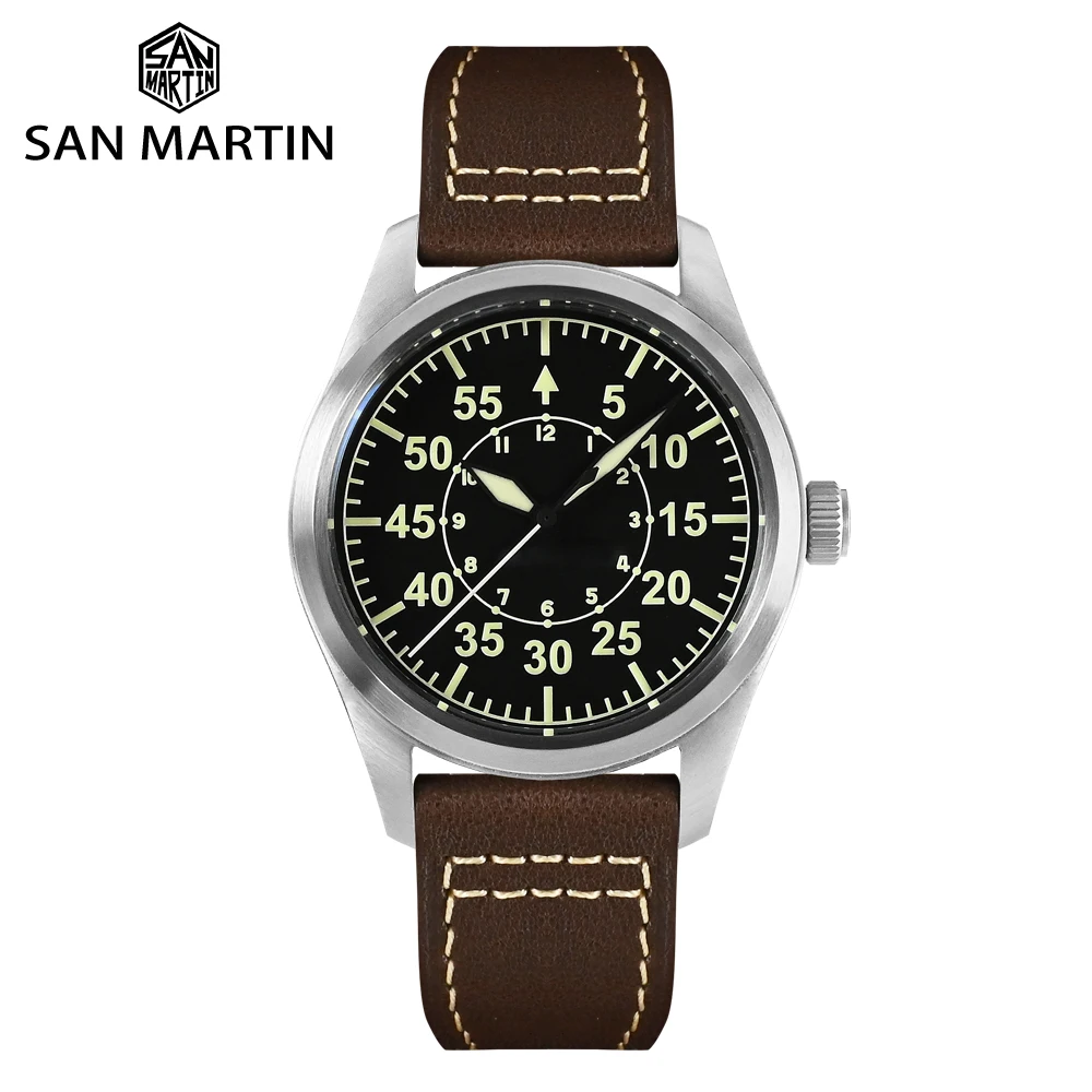 

San Martin Retro Pilot Sports Watch For Men YN55 Automatic Mechanical Men's Watches Diver 20Bar Waterproof Luminous Sapphire