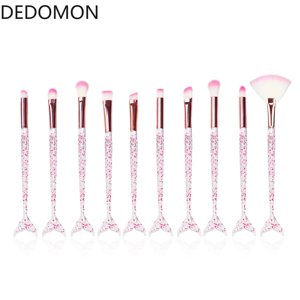 Набор розовых кистей для макияжа русалка 10 шт. | Красота и здоровье