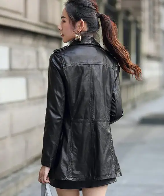 Женская куртка из натуральной кожи натуральная овчина кожаная весна-осень 2020