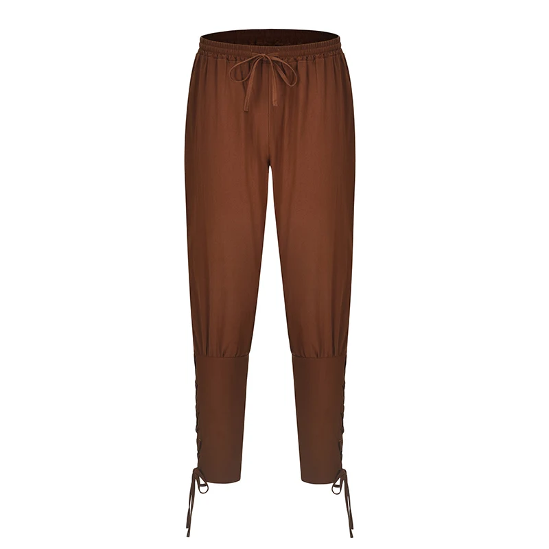 Коричневый хлопок готический для мужчин s брюки мешковатые Slim Fit Модные мужские брюки Хэллоуин пират всадник Косплей взрослых стимпанк Одежда - Цвет: Brown