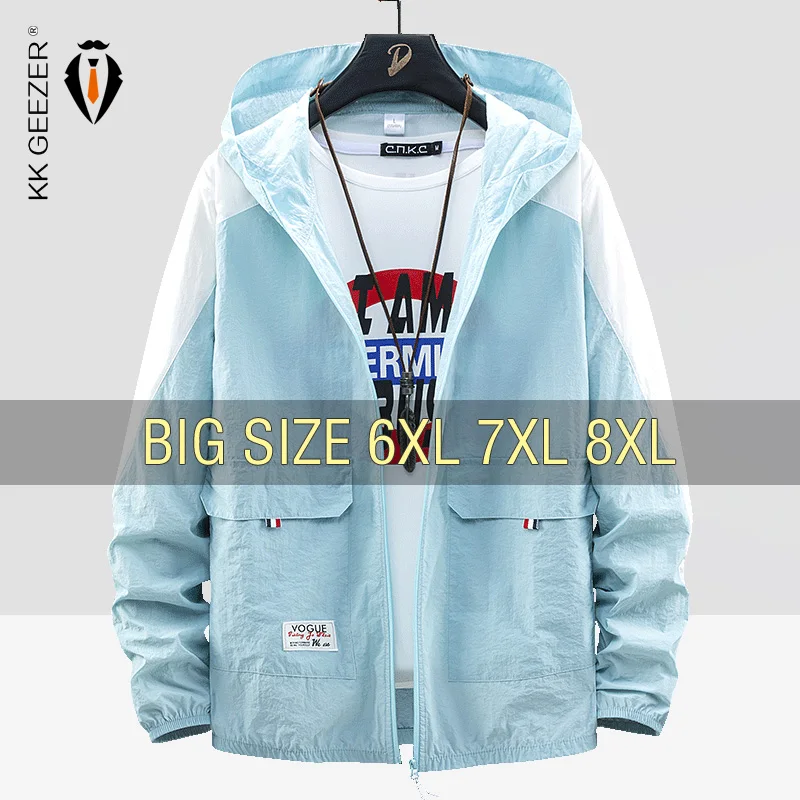 Мужское пальто с защитой от УФ лучей 6XL 7XL 8XL куртка капюшоном на открытом воздухе