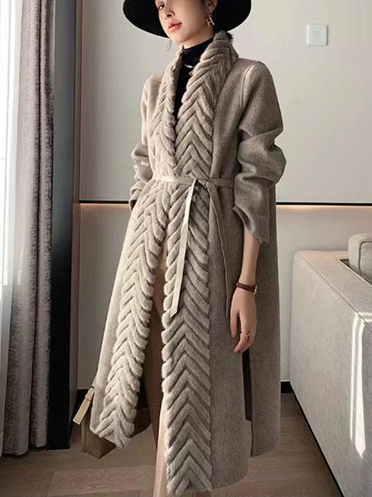 Кашемировое пальто ручной работы шерстяное кашемировое длинное теплое