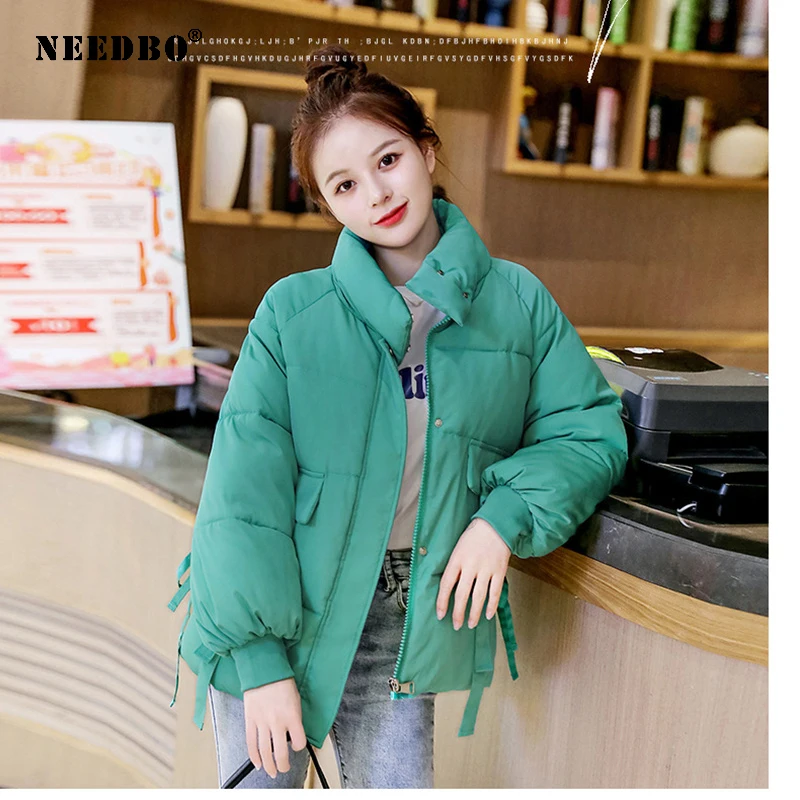 NEEDBO Winter Jacket Women 2021 Parka Puffer Jacket Women Winter Coat Warm Plus Size Solid Standard Collar Casual Casaco Outwear