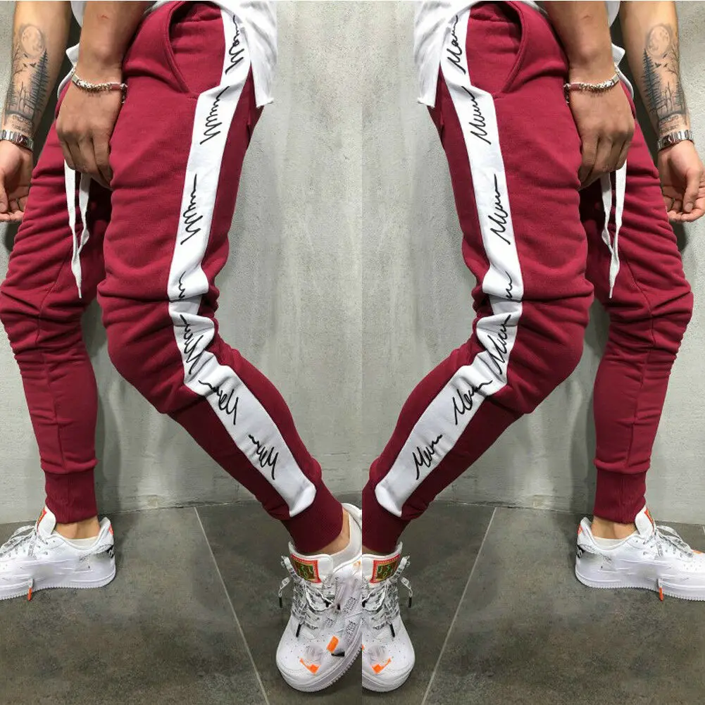 4 Hot Sale New Fashion Trend Men's Gym Slim Fit Long Pencil Trousers Hip Pop Tracksuit Bottoms Skinny Joggers Sweat Pants - Color: 4