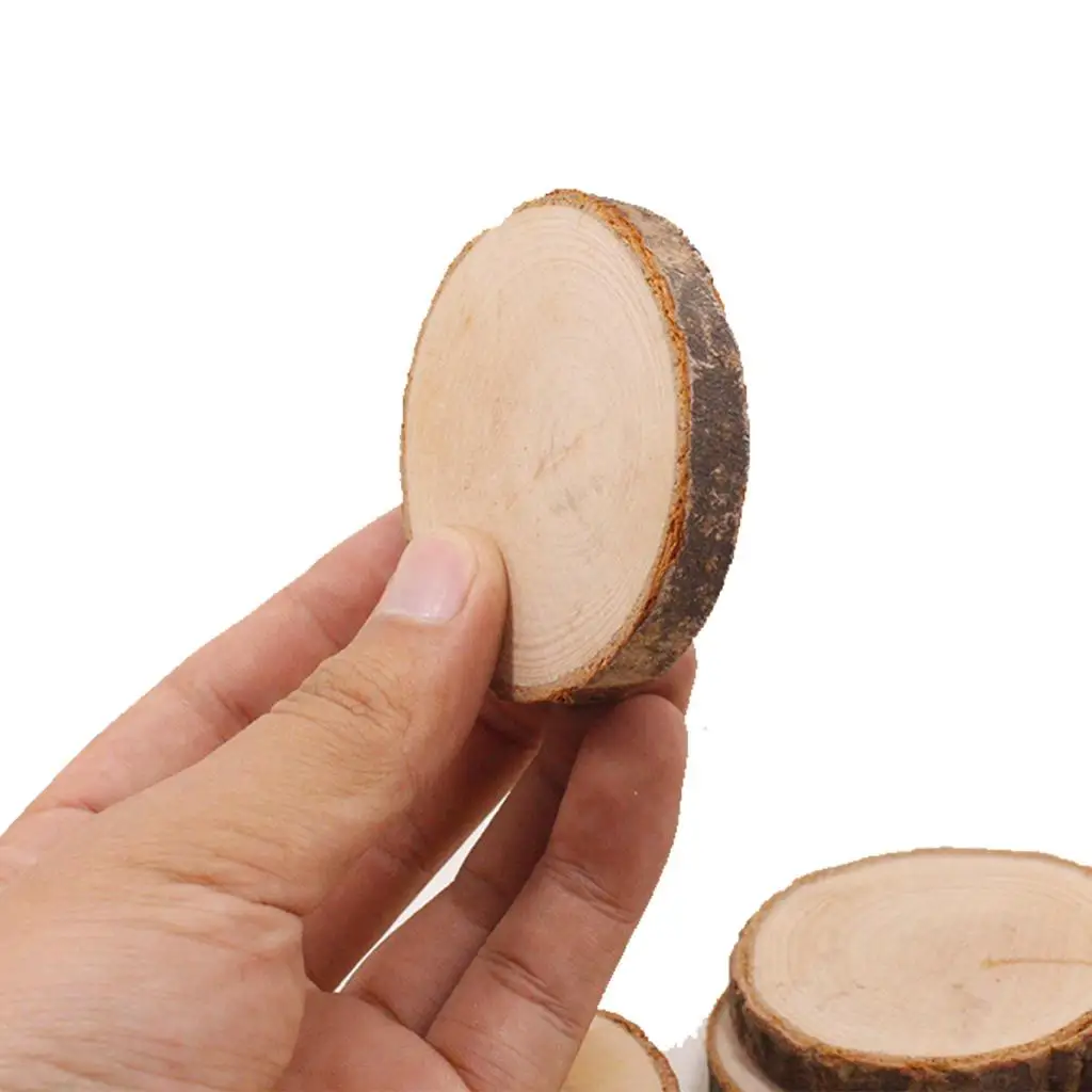 

10pcs Natural Round Shape Slices Diy Wood Crafts for Birthday Party Wedding