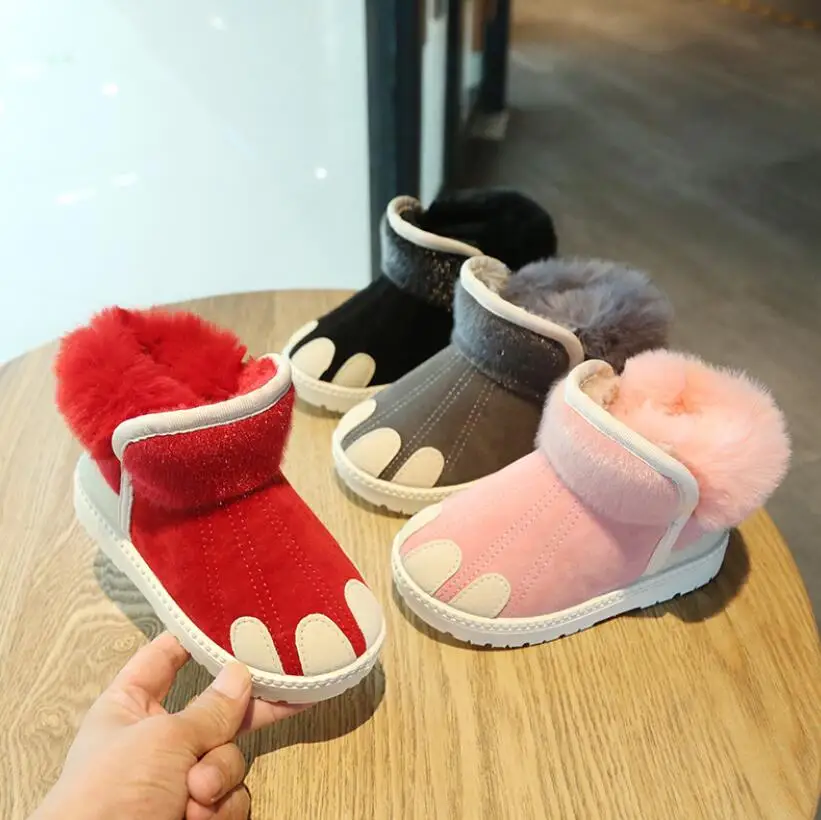 Зимние ботинки для мальчиков и девочек зимние теплые детские ботильоны плюшевая