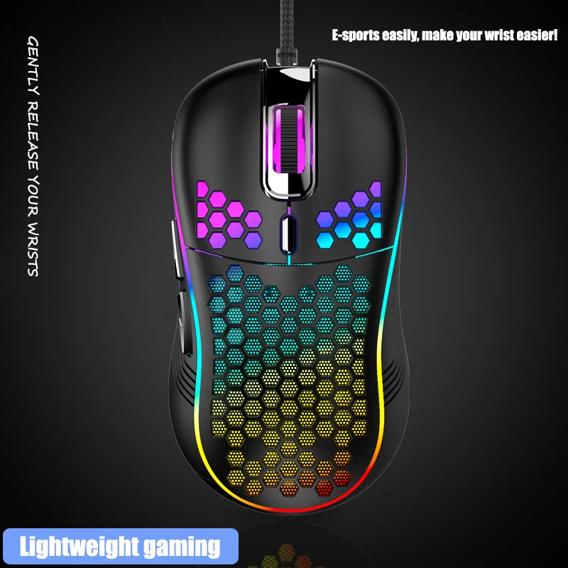 

D011 Lightweight RGB Gaming Mouse 7200DPI Honeycomb Shell Ergonomic Mice with Ultra Weave Cable For Computer Gamer PC Desktop