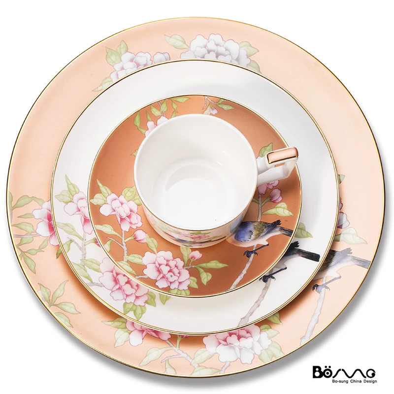 

Export Europese En Amerikaanse Keramische Bloem En Vogel Diner Plaat Vlakke Plaat Steak Plaat Westerse Voedsel Plaat Huishouden