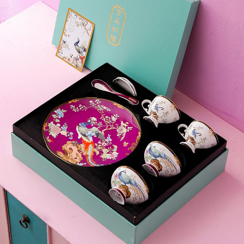 

Bone China Tableware Set Ceramic Bowl Plate Plate Luxury Cup Dish Set Chinese Table Setting Custom Gift Dinnerware Sets