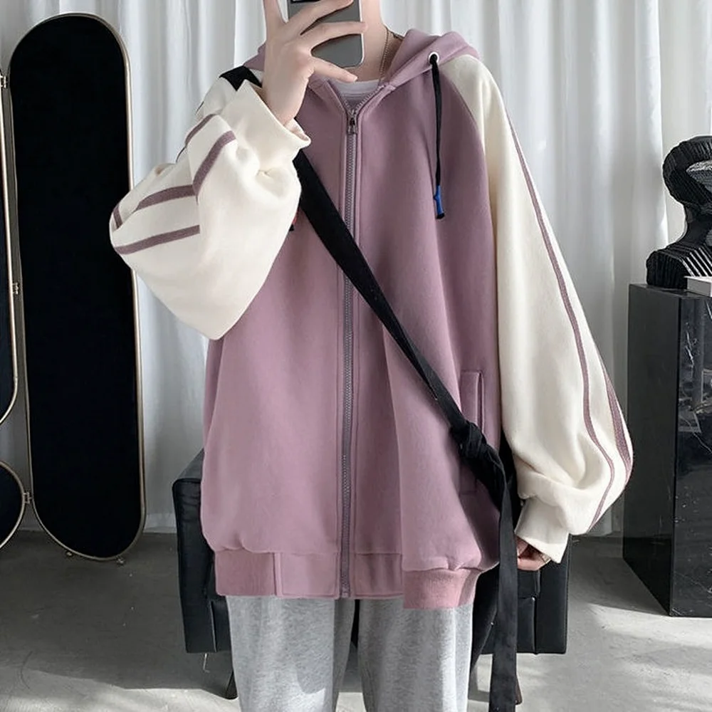 

Women Baseball Uniform Zipper Hooded Sweatshirt All Match Cardigan Top Oversized Coat 2021 Spring Loose Winter Clothes Female