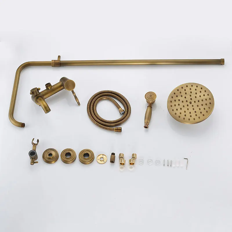 Настенный смеситель для душа 2 стиля античный латунный с дождевой насадкой 8