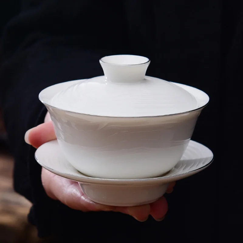 Керамическая чаша с крышкой gaiwan из фарфора, китайская чашка Kongfu для чая, чайник Gaiwan в китайских традициях.