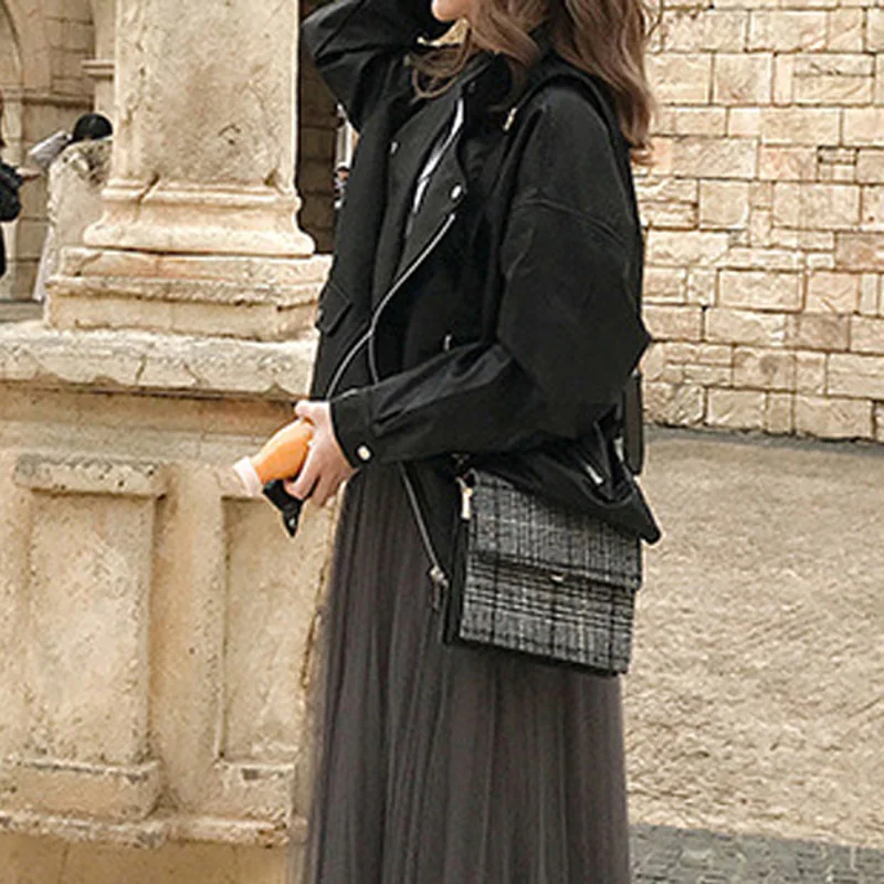 

Faux Leather Solid Jacket For Women Casual Korean Streetwear Long Sleeve Lapel Patchwork Zipper Pocket Button Spring Warm Coat
