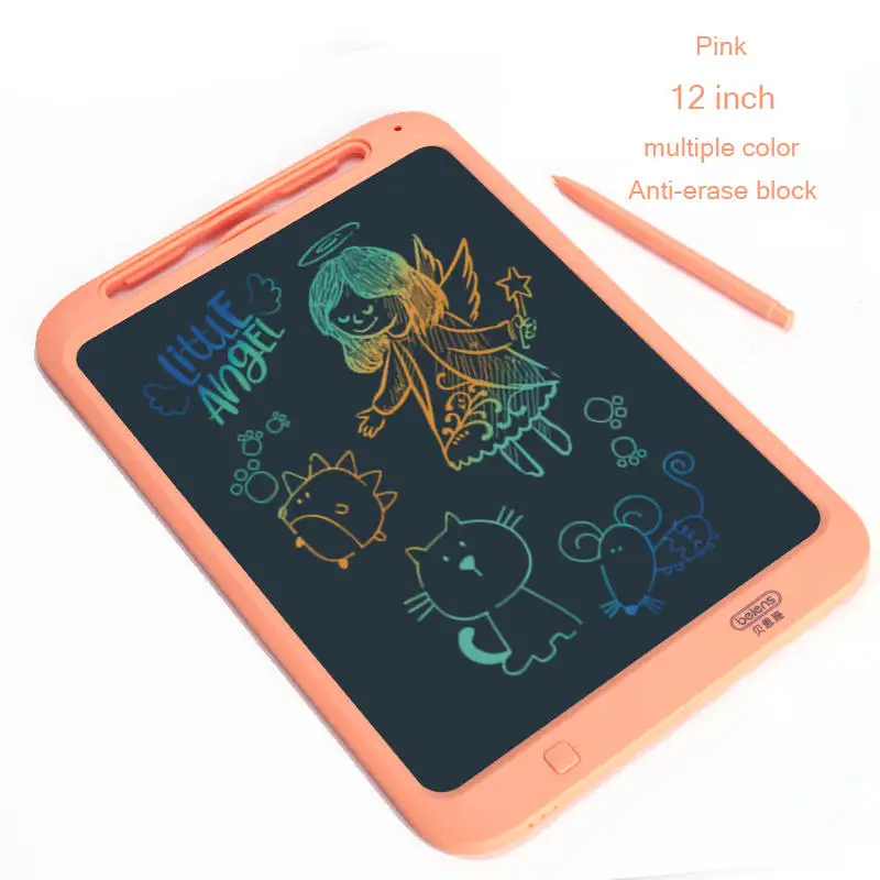 Beiens игрушки доска для рисования 12 Inch LCD, творчество планшет для рисования детское, обучение игрушки для мальчиков, раскраска доска для рисования - Цвет: multi-color-pink