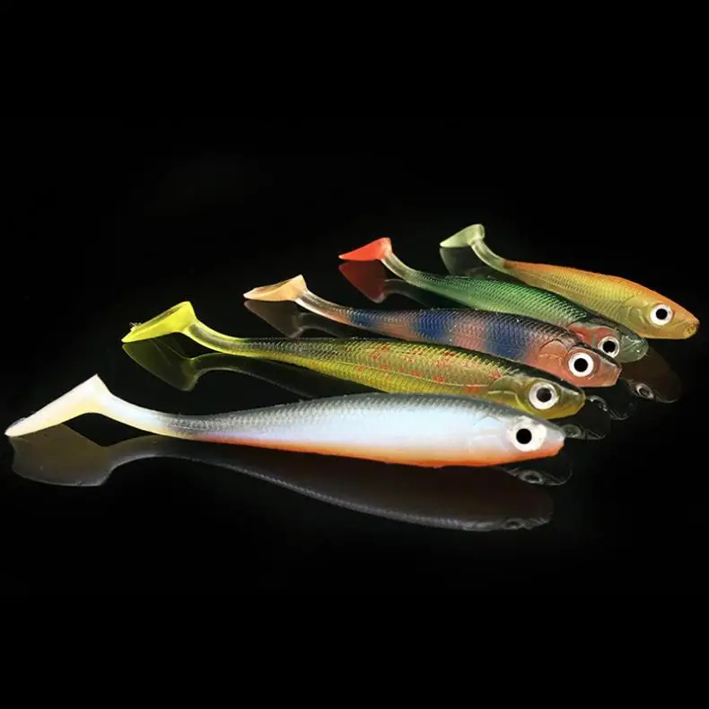 5 шт./лот красочные воблер T хвост мягкие приманки 9 см 5g задняя паз Swimbait Радуга