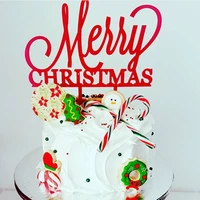 gold acrylic merry christmas cake topper christmas cupcake toppers flags for home xmas christmas party cake decorations 2020 new