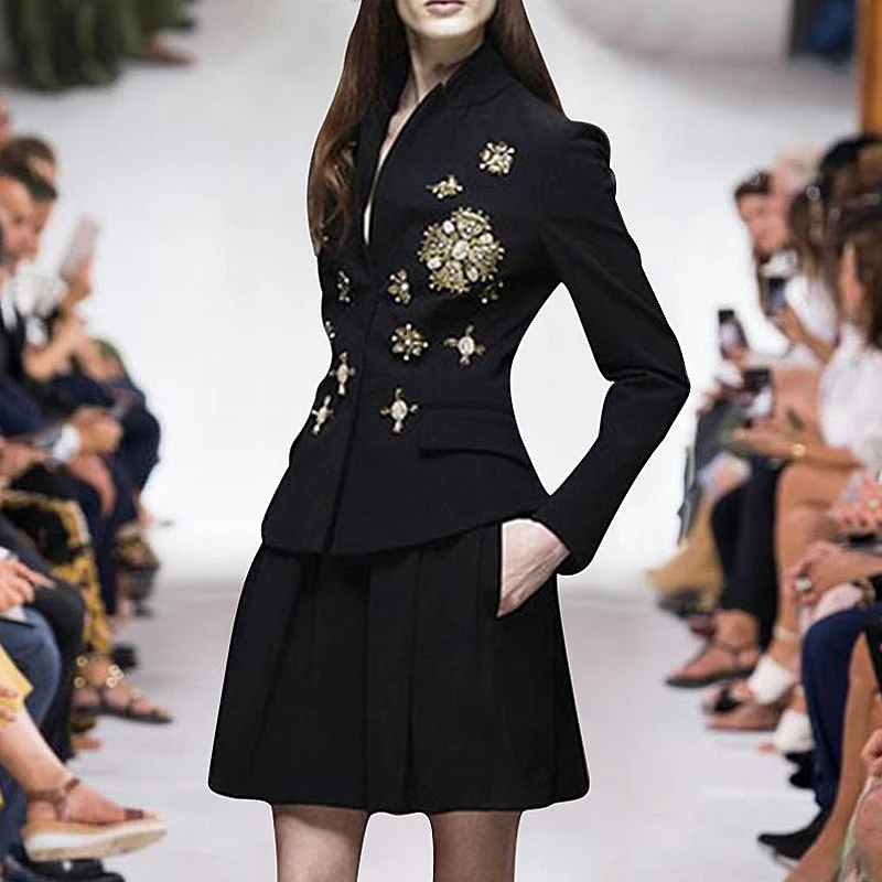 Новые модные высококачественные вечерние костюмы с лацканами и металлическими