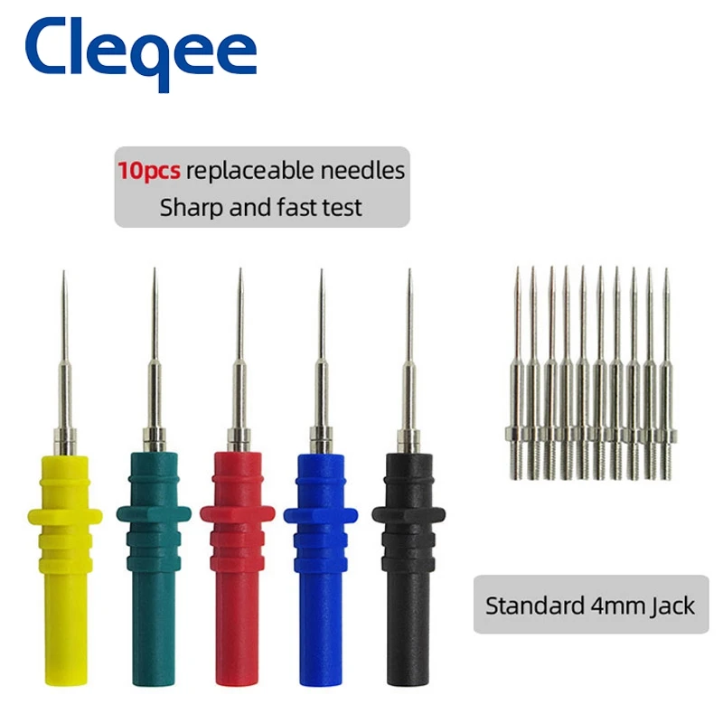 Cleqee P1036B series 4mm Dual Stackable Banana Plug Test Leads Kit with Alligator Clip Spade &amp Probes for Multimeter | Инструменты