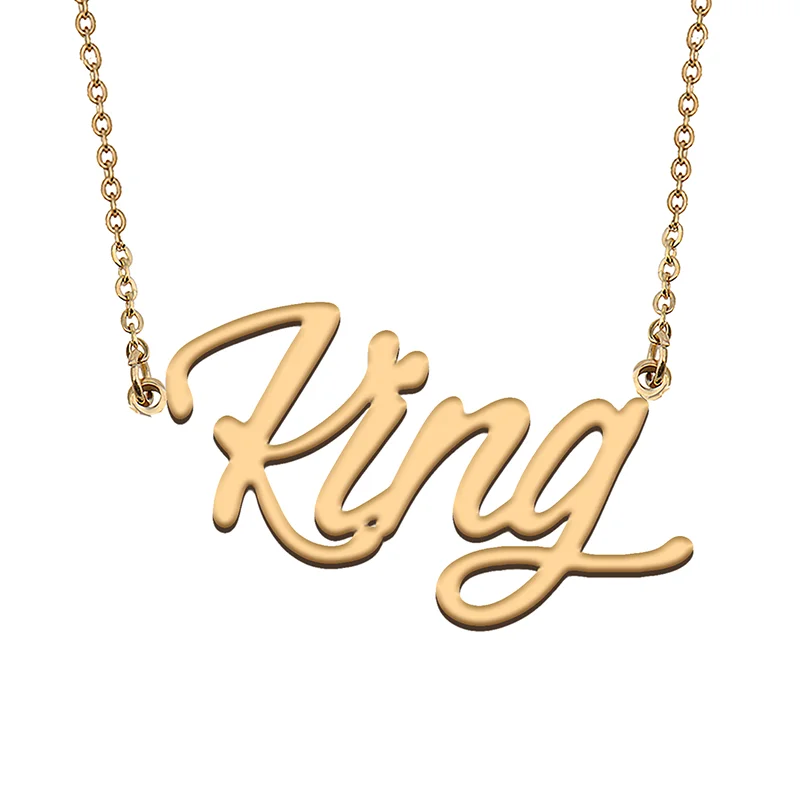 King Custom Name Necklace Customized Pendant Choker Personalized Jewelry Gift for Women Girls Friend Christmas Present
