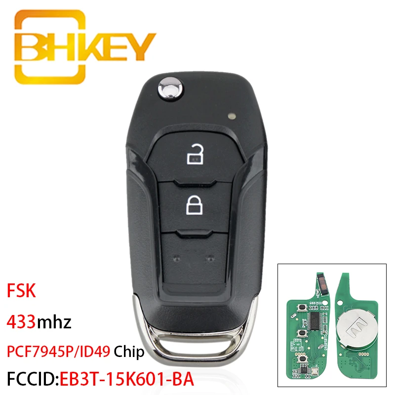 BHKEY для Ford ключ FSK EB3T 15K601 BA автомобиль дистанционного ключа F150 Ranger 2015 2018 флип