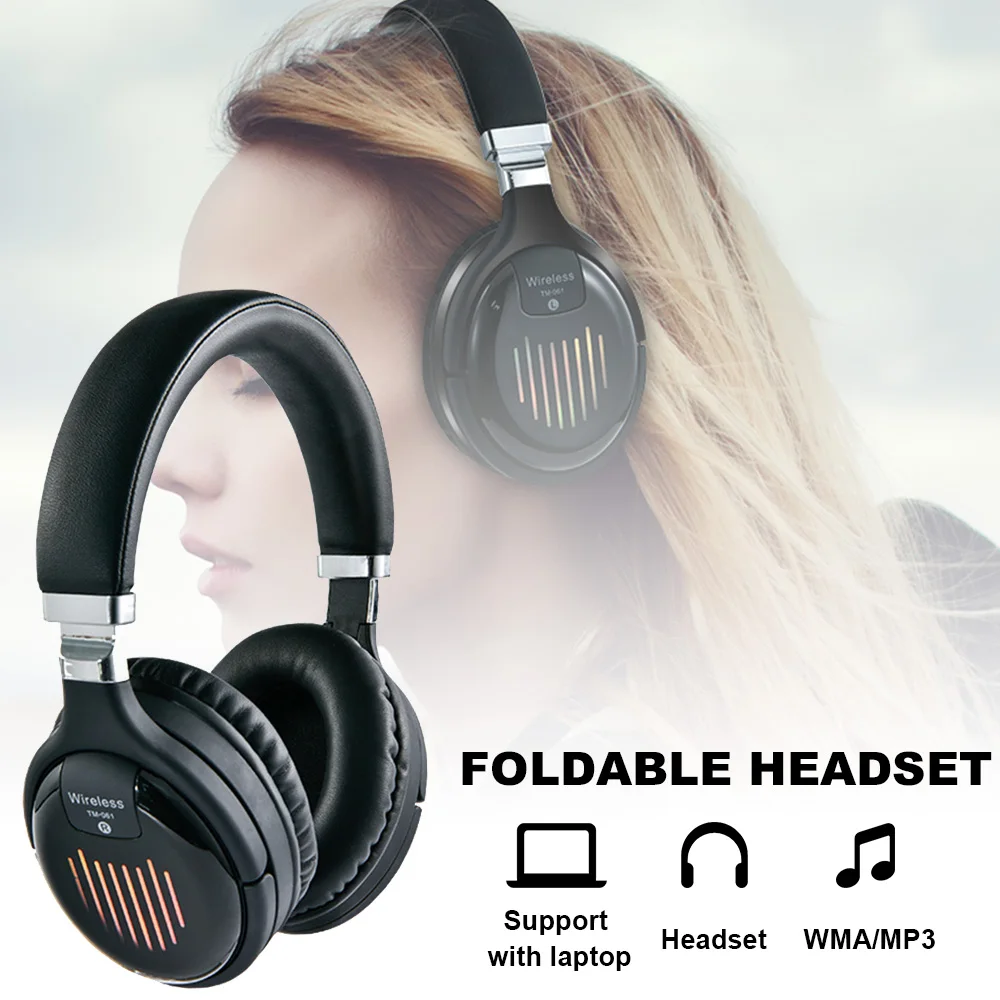 Willkey TM061 Foldable Wireless Bluetooth Headphone with FM Raido Stereo Gaming Headset Noise Reduction Earphone Support TF Card |