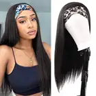 Парик с головной повязкой прямые человеческие волосы парики для чернокожих Для женщин бесклеевой Ice Silk (искусственное волокно парик с головной повязкой с Brizilian Virgin человеческие волосы прямые волосы