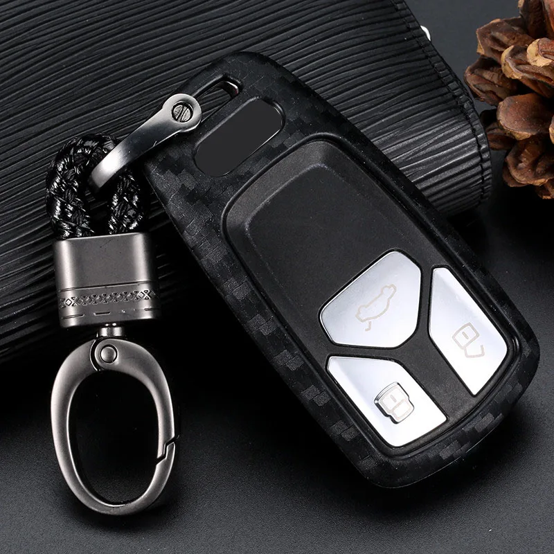 Новинка 2019 чехол для ключей из углеродного волокна с силикагелем автомобиля