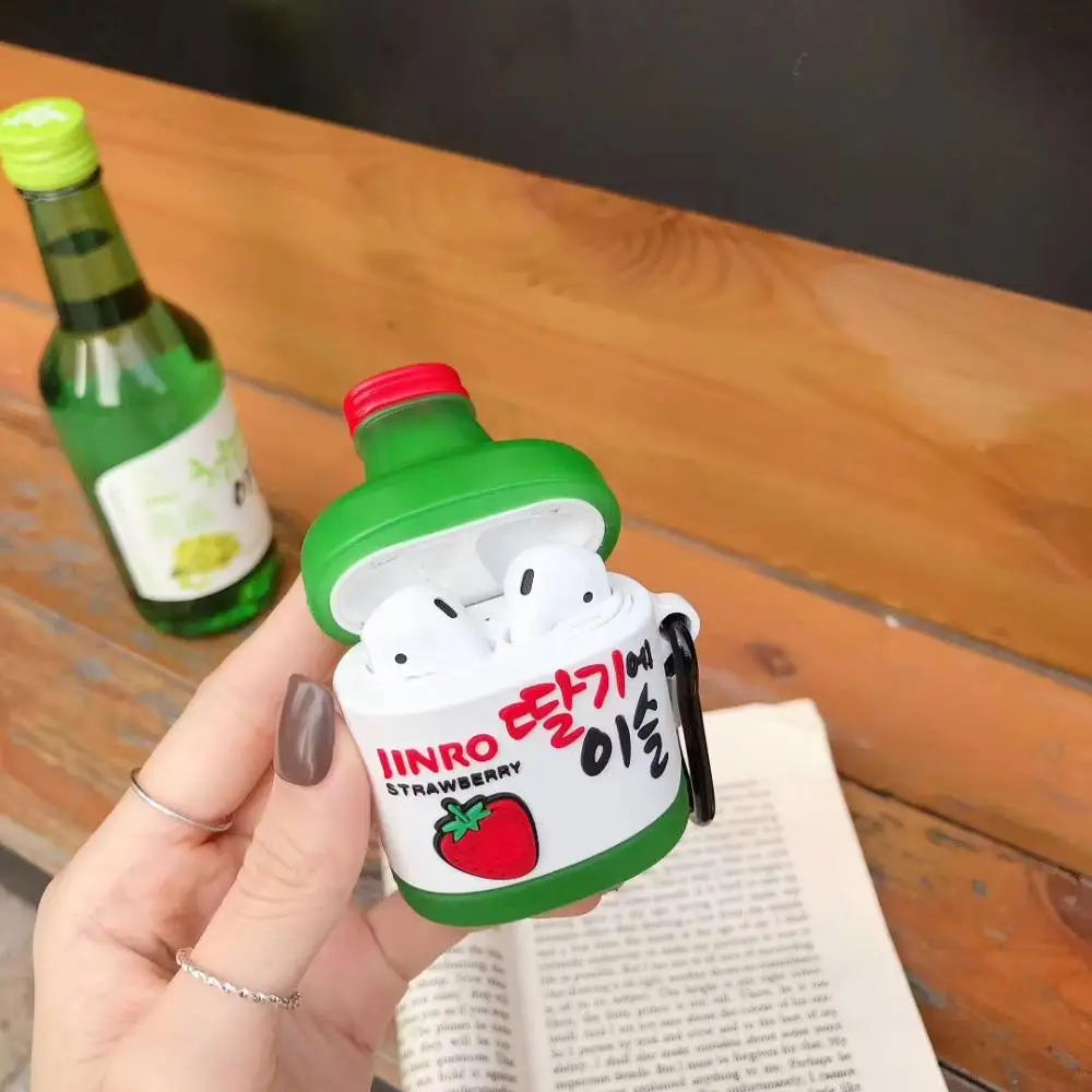 3D чехол Jinro Shochu для AirPods pro Bluetooth наушников Apple Airpods 2 корейский мягкий защитный