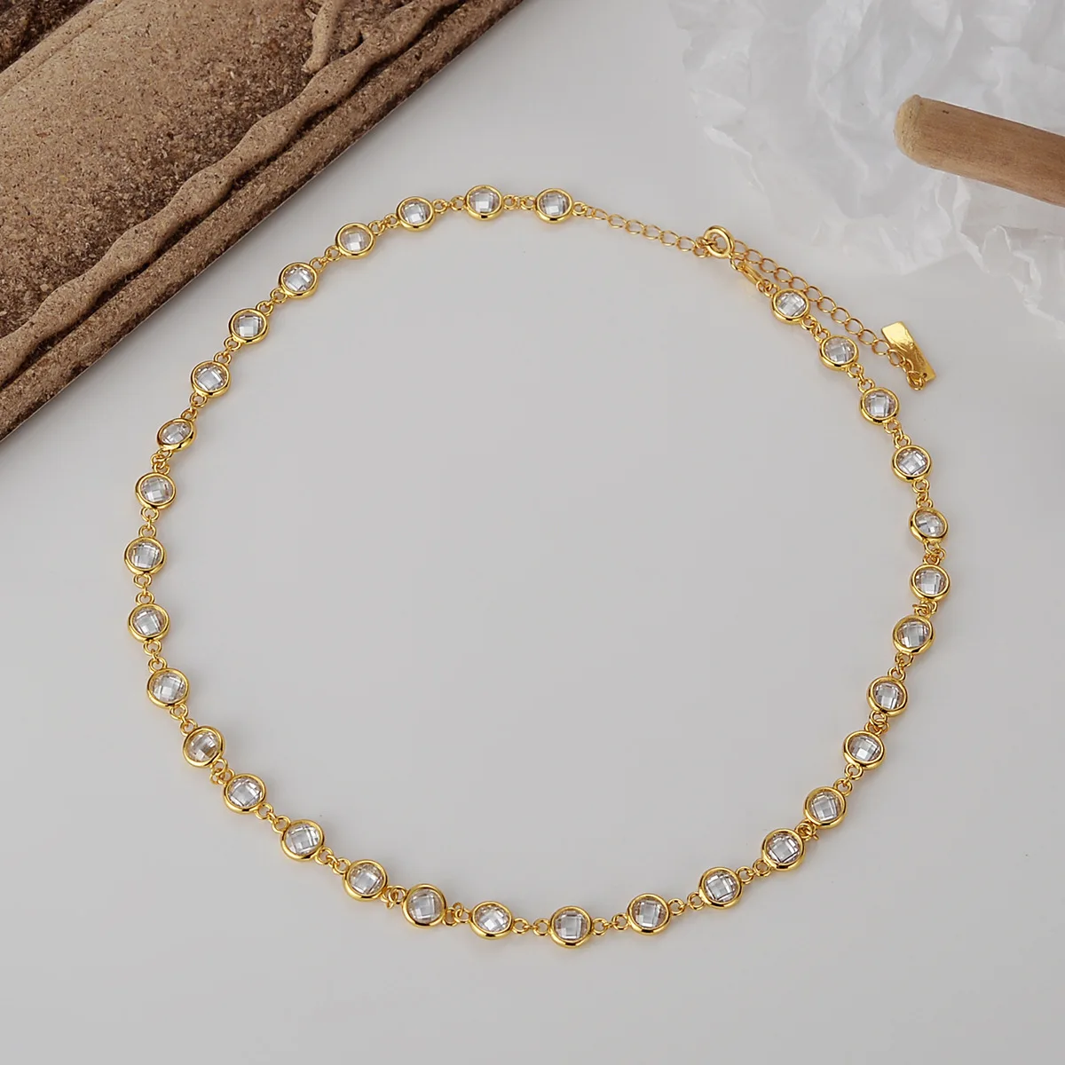 

Женская цепочка из серебра 925 пробы с фианитом, 18 К