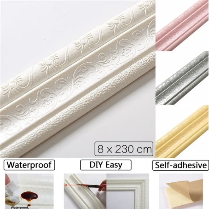 

3D Foam Wall Stickers Bathroom Shower Sink Bath Sealing Strip Tape PVC Self adhesive Waterproof Wall Sticker Kitchen